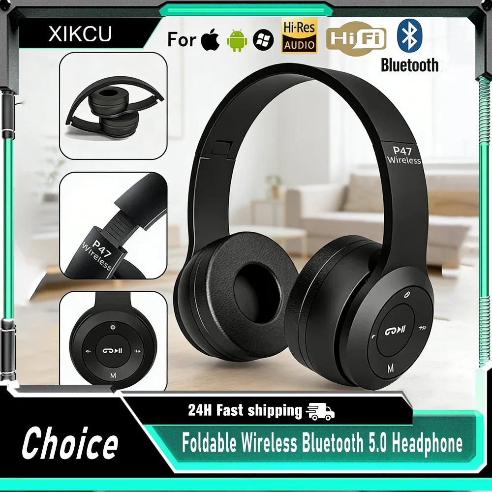 Stereo P47 Headset 5.0 Bluetooth Headset Folding Series Wireless Outdoor SportsHeadset for iPhone Samsung PC Game Accessories