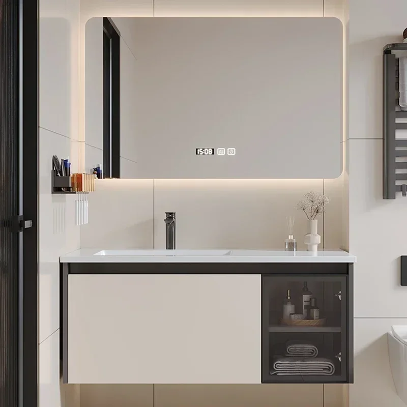 

Cream Style Bathroom Vanities Storage Vanity With Sink Shelves Bathroom Vanities Multifunction Bathroom Fixture Spiegelkast LLBC