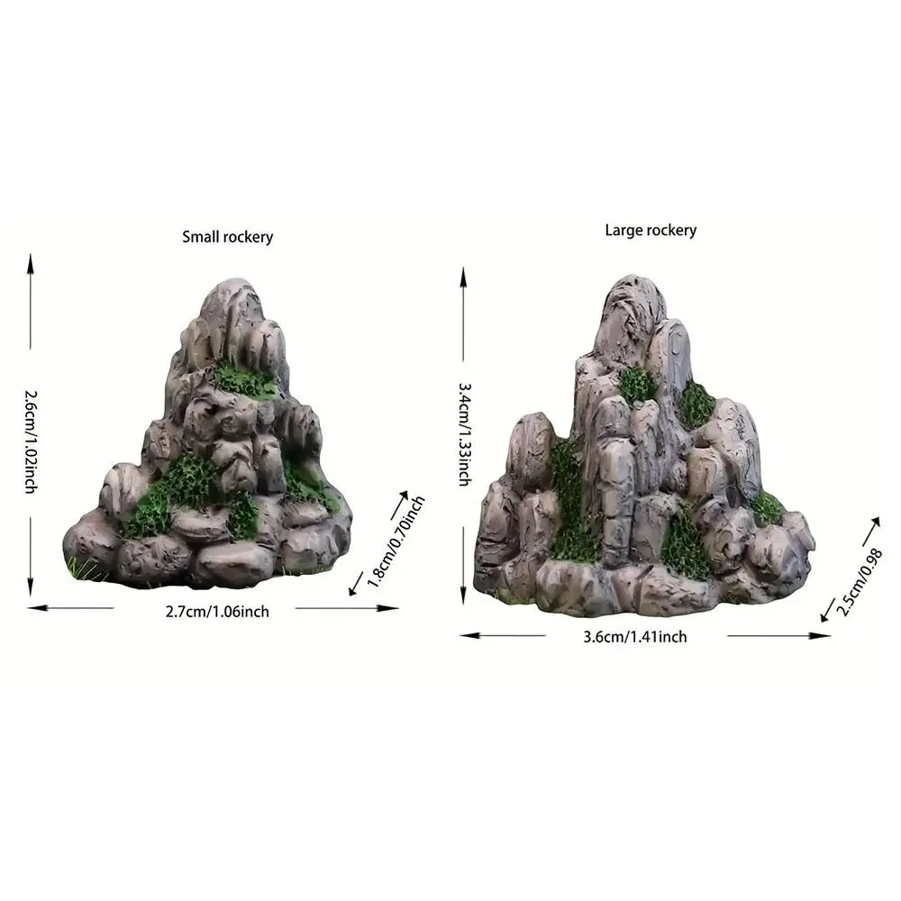 Resin Crafts Miniature Rockery Ornaments Mini DIY Fake Mountain Realistic Simulation Mountain Stone Statue Fish Tank Decor