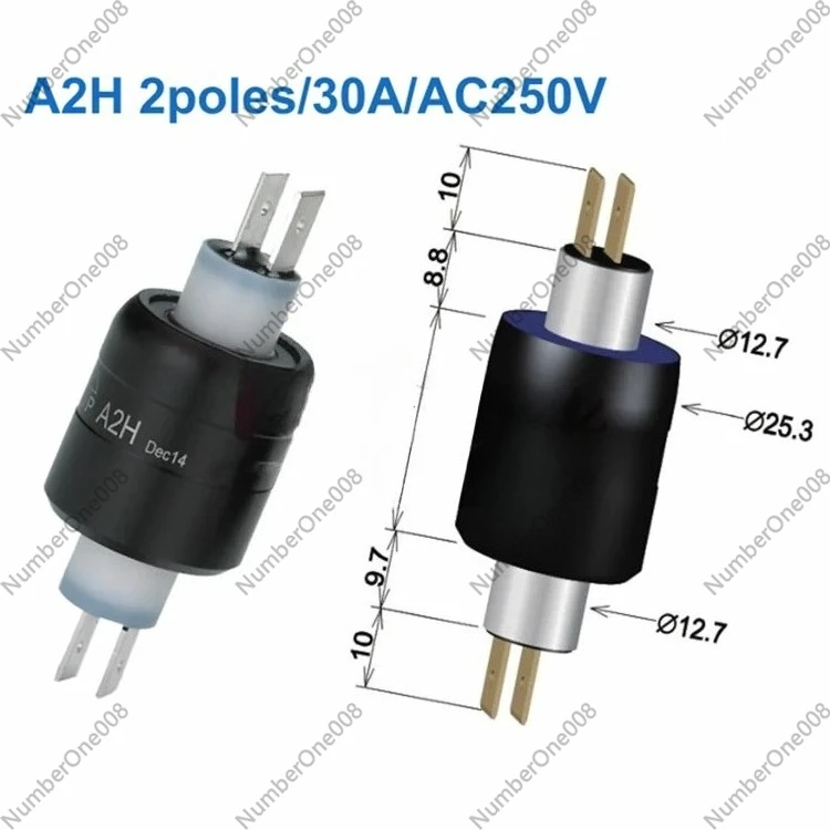 A2H 230 2-Way 30A Conductive Slip Ring, Rotary Connector 1m Contact Resistance 250VAC 1800rpm for Industrial Equipment