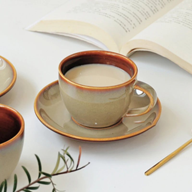 Fancy Porcelain Ceramic Cups Saucers Espresso Vintage Kitchen Cups Saucers Aesthetic Reusable Tazas Para El Cafe Cup Saucer Sets