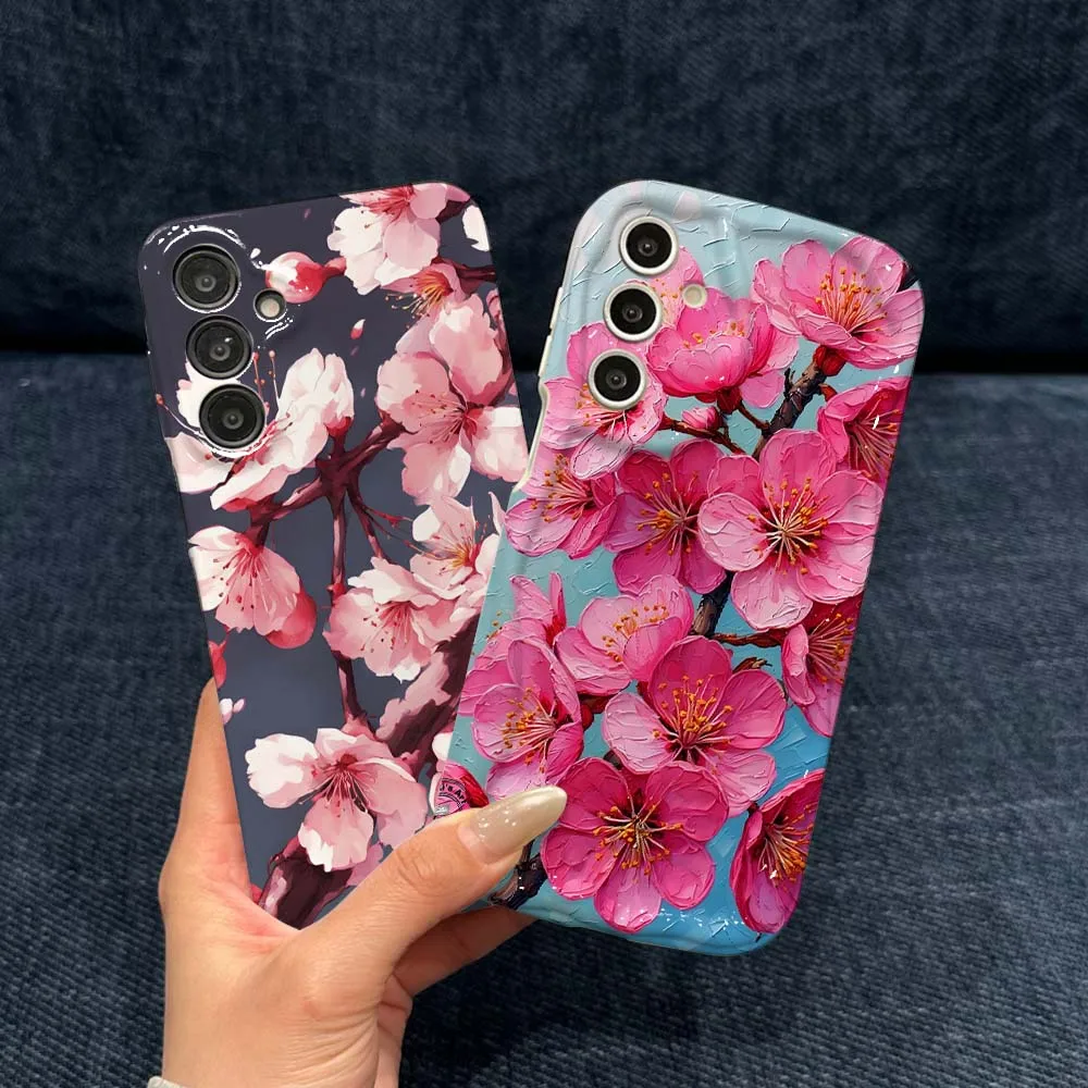 Vibrant Cherry Blossoms For Samsung Galaxy A73 A55 A26 A24 A06 A05 Feilin Phone Case Wave Oil Phone Case Cover