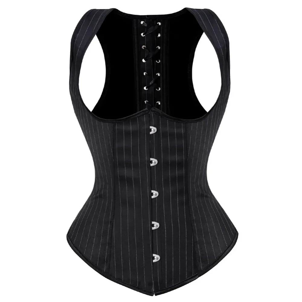 Women's Gothic Jacquard Underbust Corset Sexy Shoulder Straps Spiral Steel Boned Bustier Vest Corselet Plus Size S-6XL