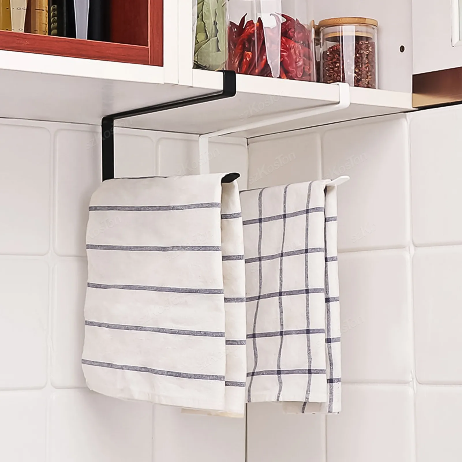 Creative Perforation-free Hanging Storage Rack Kitchen Towel Rack Bathroom Paper Roll Holder Wrap Spread Layout Rack