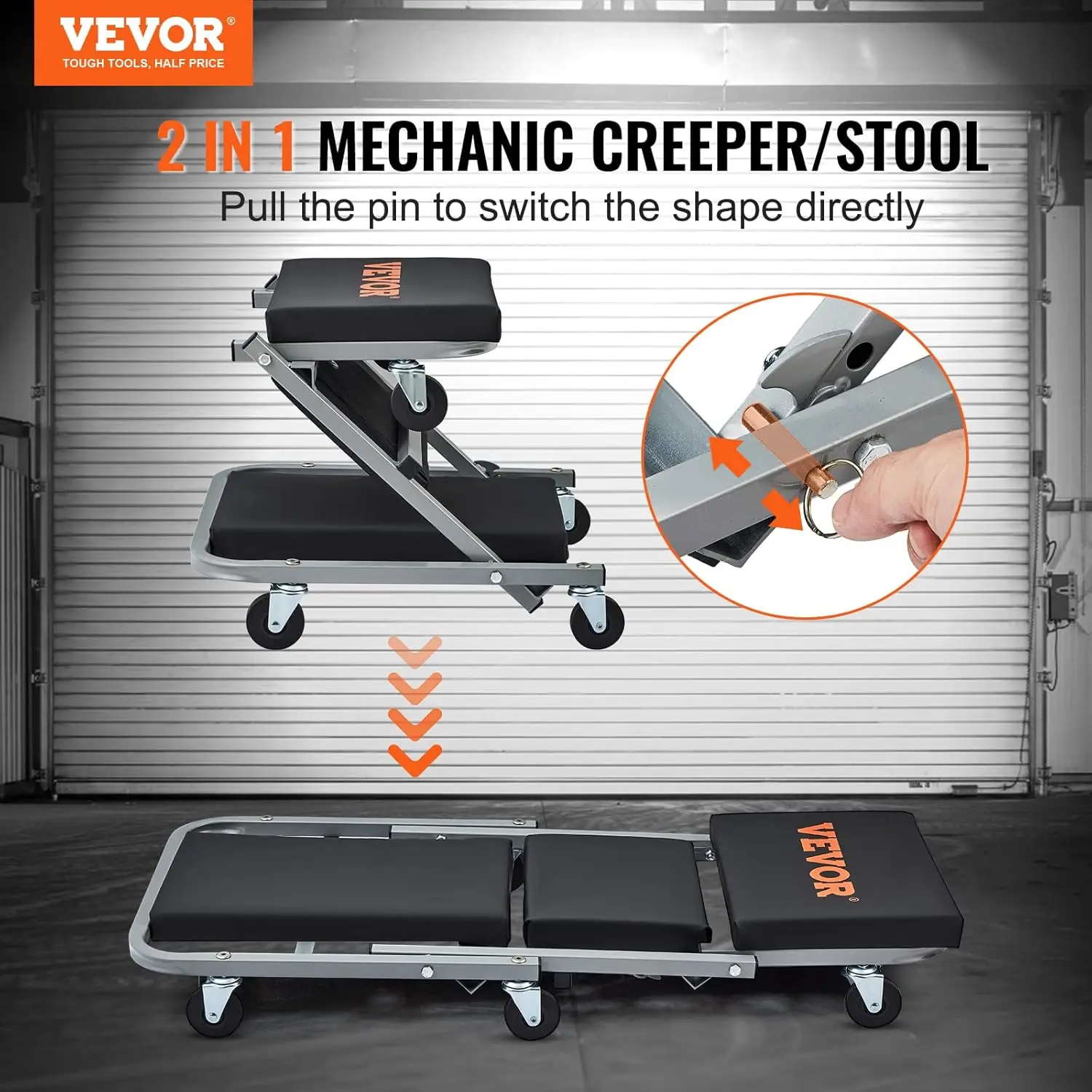 VEVOR Mechanic Creeper, Garage Gift, 36