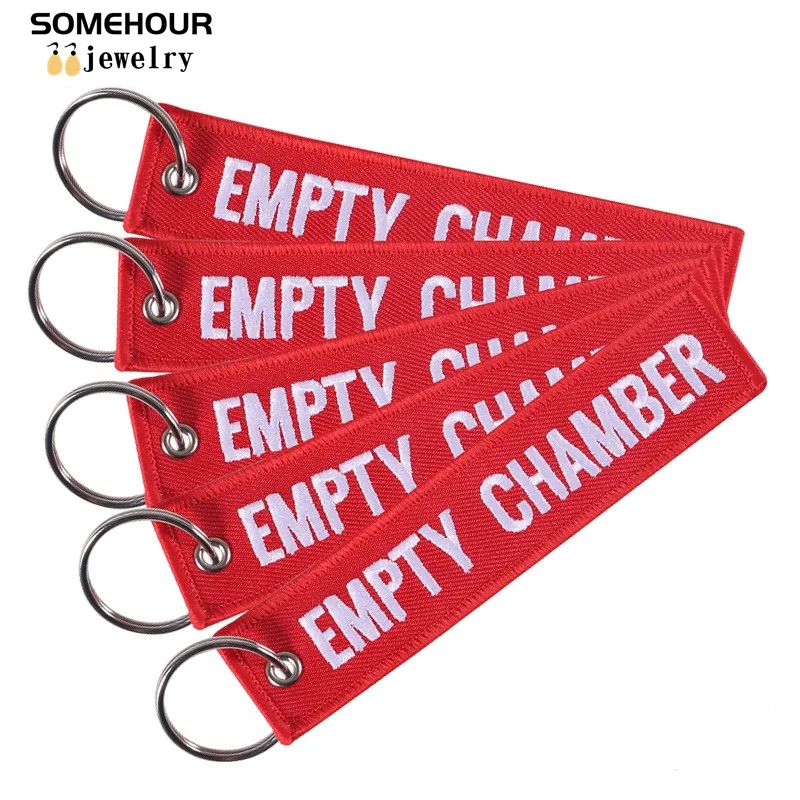 SOMEHOUR Empty Chamber Keychain Luggage Tag Embroidery Crew Keyring Creative Bag Car Keyholder Aviation Accessory Christmas Gift