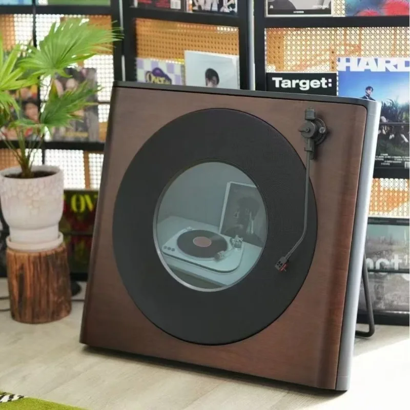 Record lyrics speaker vinyl floating subtitles stereo home living room