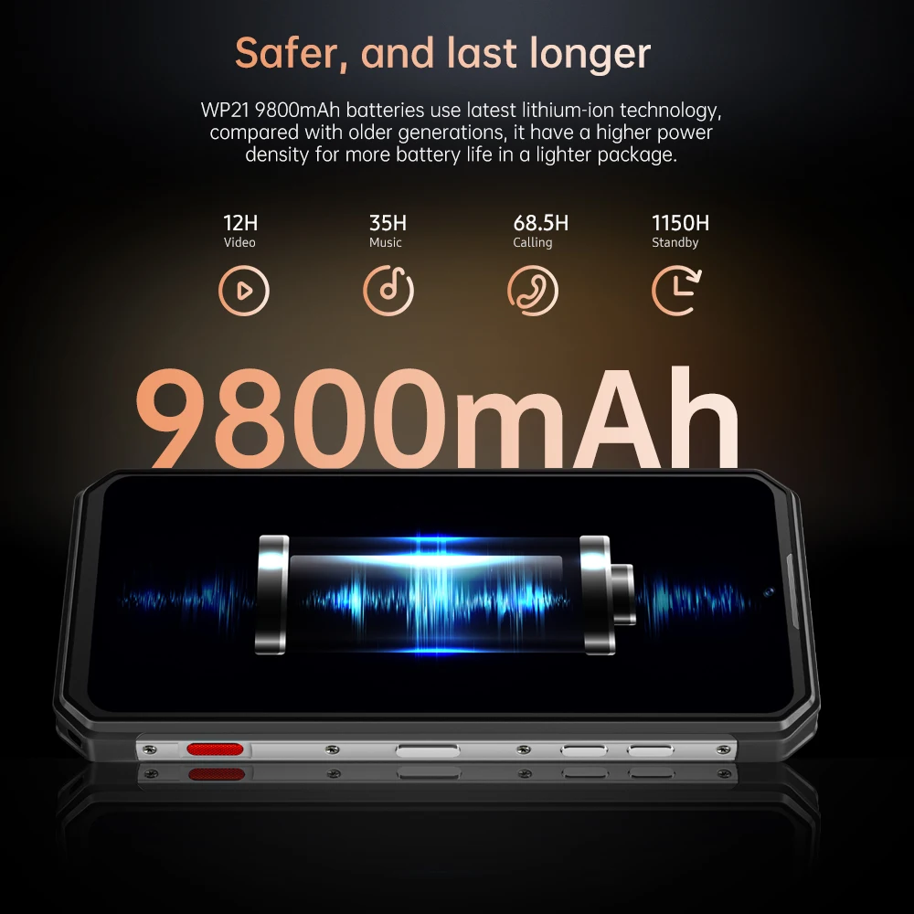 Oukitel WP21 Rugged Cell Phone Night Vision, 9800 mAh, Mobile phone 12GB+256GB, 64MP Camera, Smartphone 66W,120 Hz Helio G99