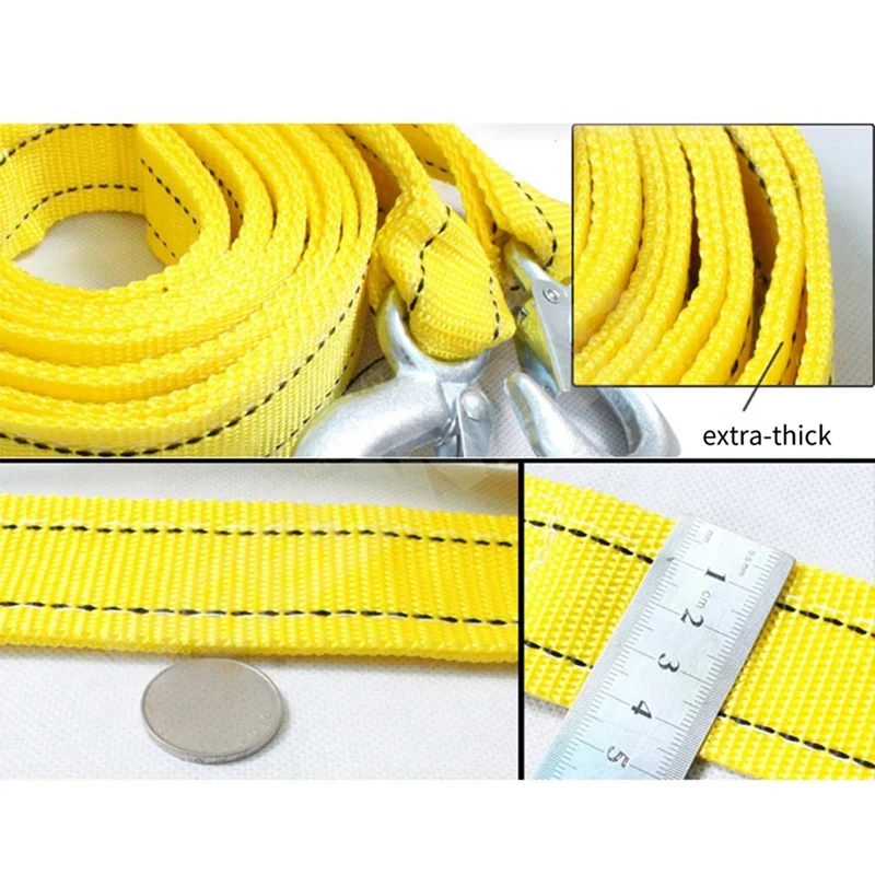 1 Pcs Car Tow Cable Heavy Duty Trailer Rope Towing Pull Rope Strap Hooks Van Road Recovery Nylon Rope