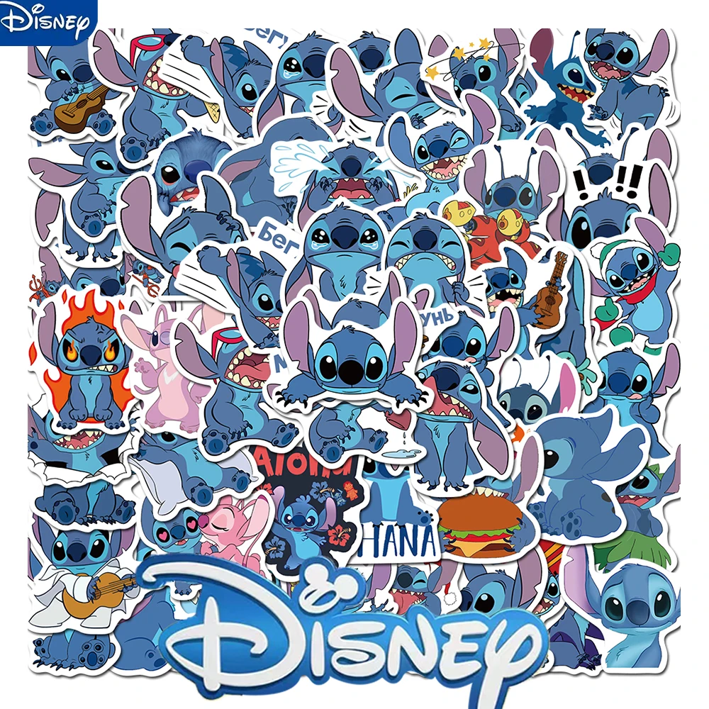 50pcs Cute Disney Cartoon Stitch Stickers for Kids Kawaii Anime Decals Graffiti Laptop Skateboard Phone Sticker Toys