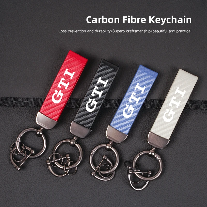 Car Exquisite Carbon Fiber Keychain Auto Styling Custom Key Ring For Volkswagen GTI T-ROC GTD Atlas Tiguan Passat Golf Touareg