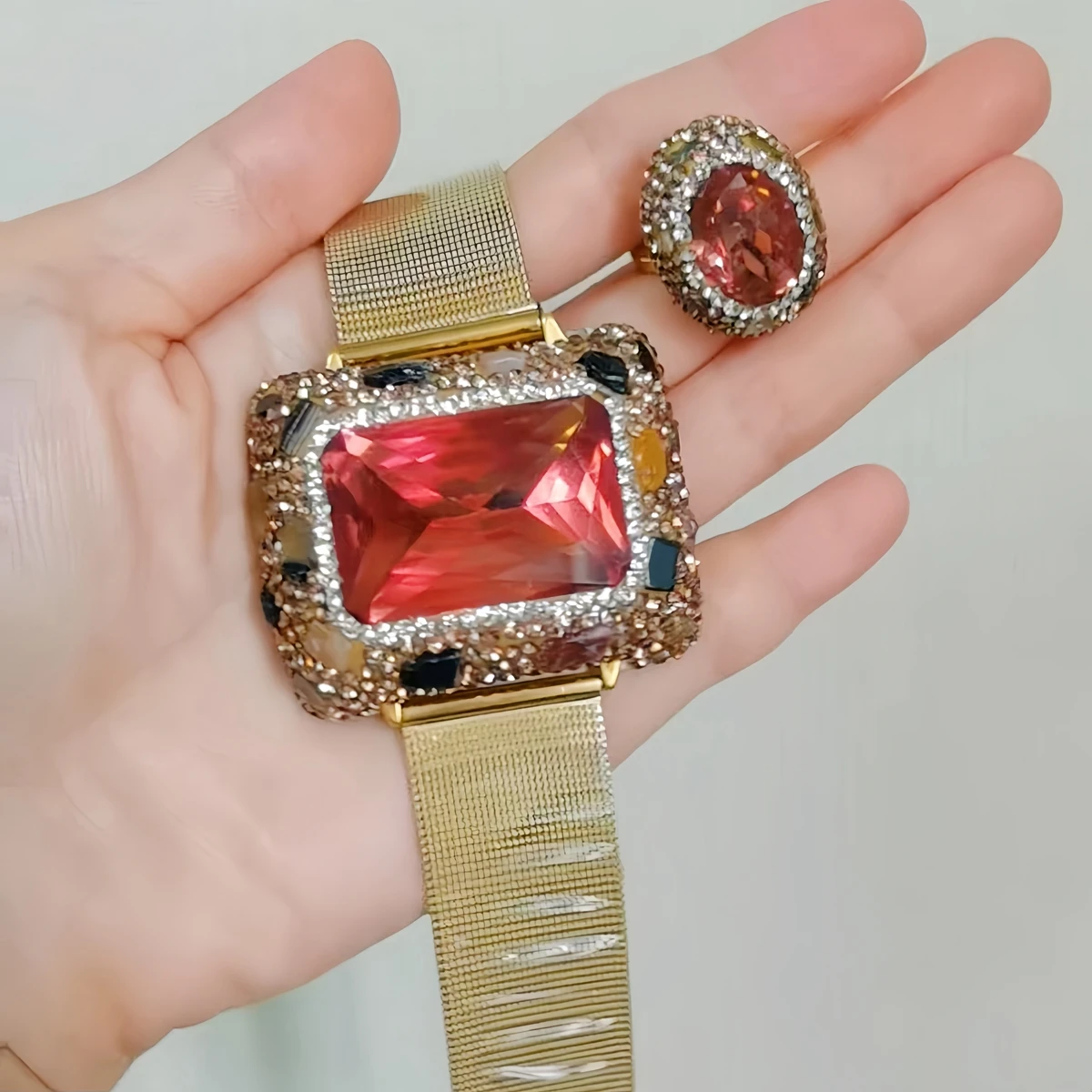 Color Changed Sultanite Crystal Bangle Rings Sets Watch Belt Woman Chain Bracelet Zultanite Sudan Jewelry