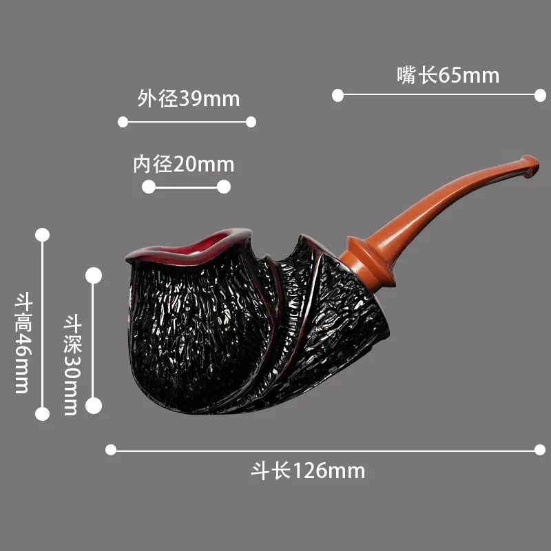 MUXIANG Handmade Heather Wood Tobacco Pipe Vulcanized Rubber Pipe Mouth Flower Pipe Curved Handle Warm Nose Pipe Father Day Gift