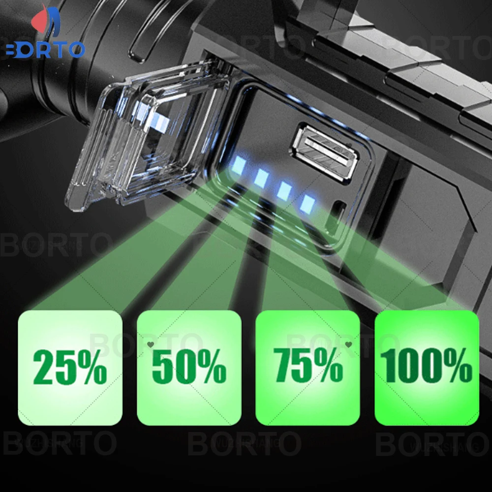 1000LM 80W Portable outdoor LED Rechargeable spotlight handheld holder light high-power waterproof USB  strong light searchlight