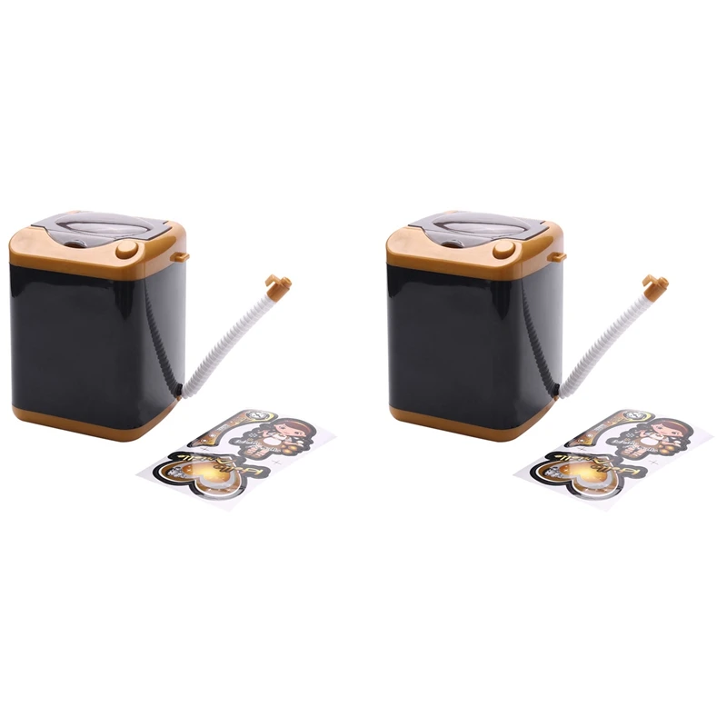 

2X Gold Blender Washing Machine Kids Washing Machine Toy Beauty Sponge Brushes Makeup Brush Cleaning Electric Washer