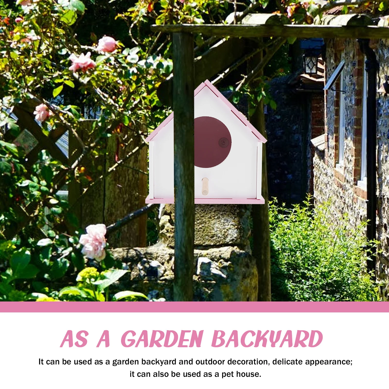 

Pet Parrot Nest Love Bird Cockatiel Hummingbird Houses for outside Wooden Hut Cage Pink Breeding Outdoor