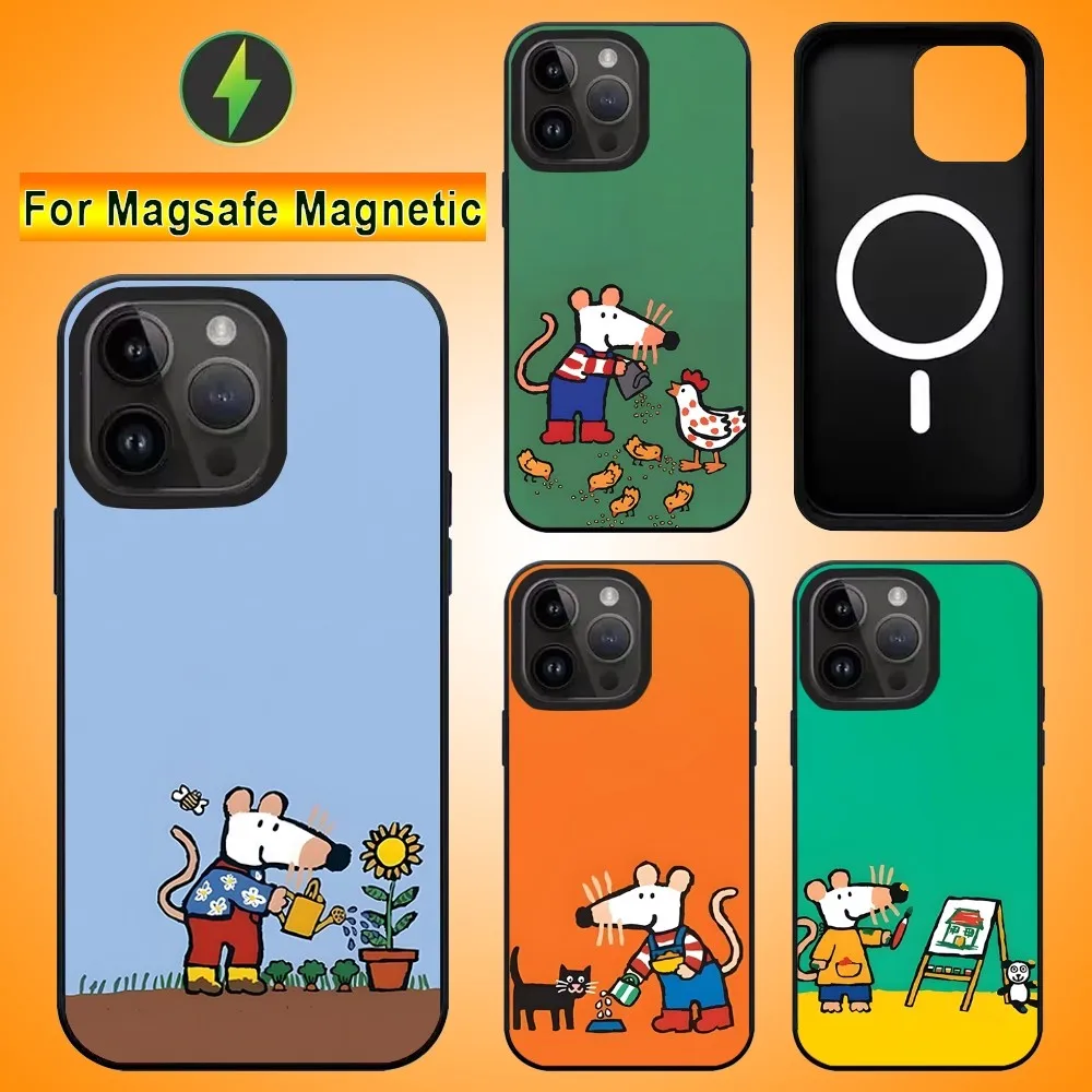 C-Cute Maisy Mouse Phone Case For IPhone 15 14 13 Pro Max 11 12 Mini Alex Mirror For Magsafe Wireless Charging Cover