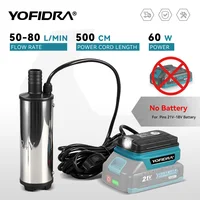 YOFIDRA 50-80L/min bomba de agua eléctrica 60W bomba de drenaje sumergible inalámbrica herramienta de tratamiento de aguas residuales para Pin de batería Makita