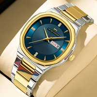 Luxury Men watch Fashionable Rhinestone Stainless Steel Strap Green Gold Business Style Top Brand Original 3Bar Waterproof Watch