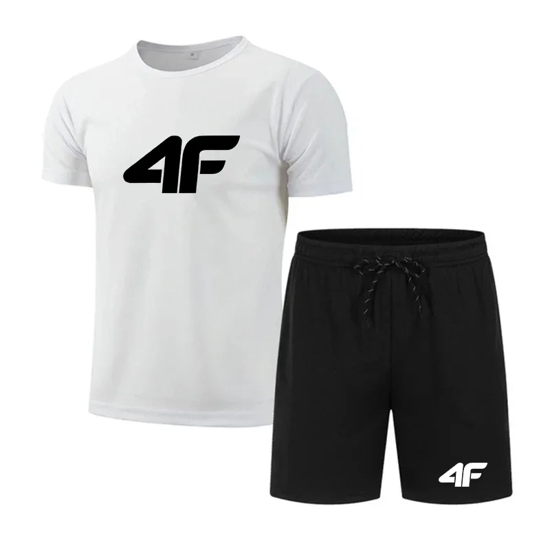 

In 2025, men's popular summer T-shirts and shorts, men's casual and fashionable printed short-sleeved T-shirt running sets