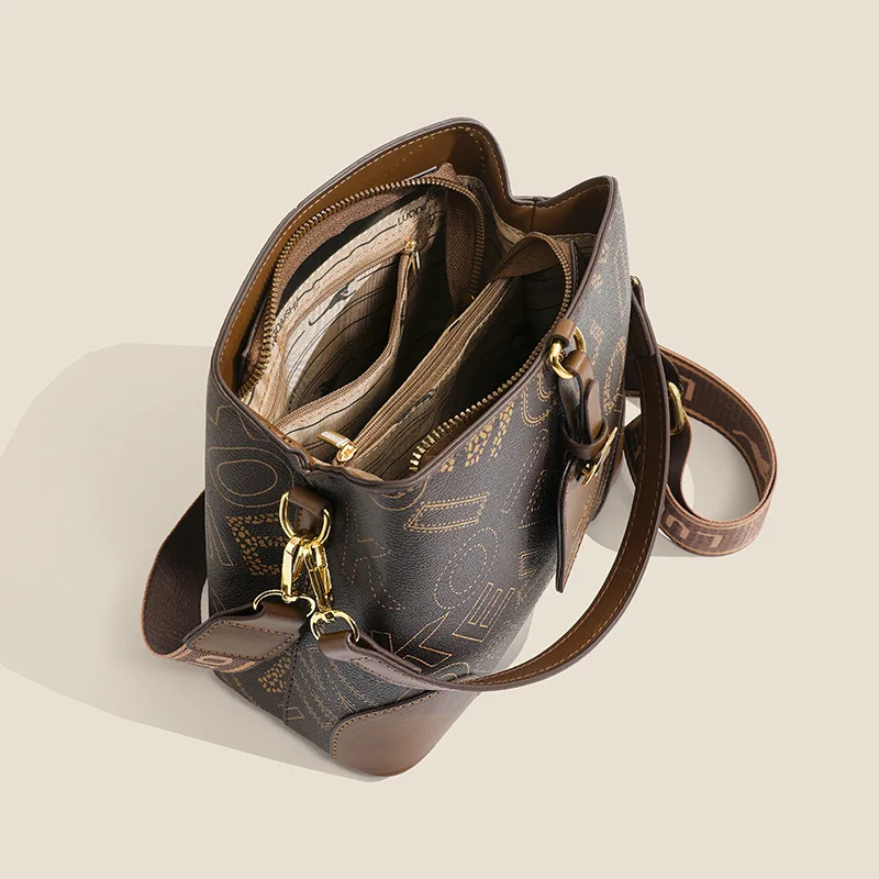 High Quality Vegan Leather Crossbody Bag for Women Travel Tote Shoulder Bucket Bag Large Top Handle Satchel Handbag Purse image 4
