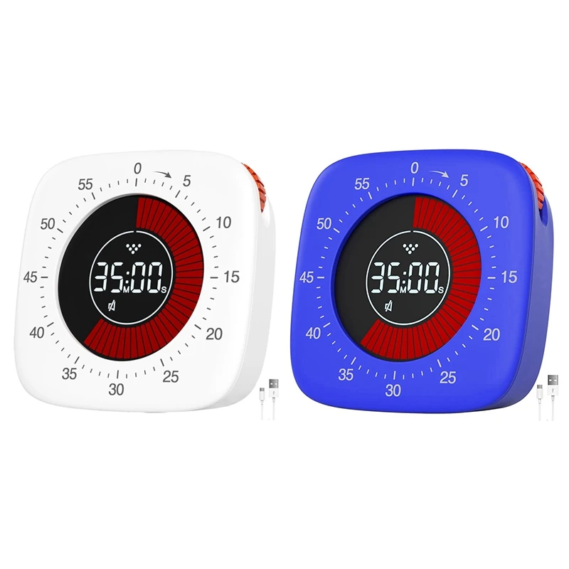 Digital Timer For Kids,60 Minute Rechargeable Countdown Timers For Children Study Timer For Kitchen Classroom Durable Blue