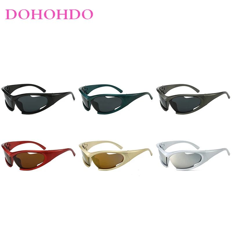 Trendy Y2K Punk Hollowed Women Sunglasses Luxury Designer Futuristic Sunglasses Men Outdoor Sports Cycling Eyewear Unisex UV400