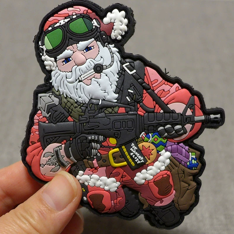 Imagem -03 - Braçadeira ao ar Livre Badge Pvc Rubber Patch Moral 3d Personalizado Tático Papai Noel Clausical Venda Quente Atacado