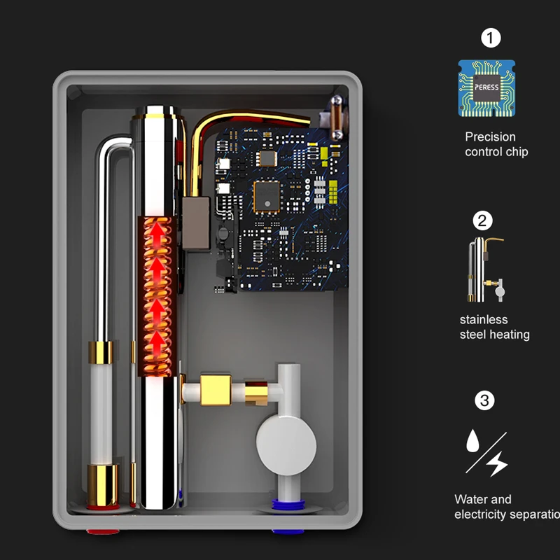 電気タンクレスインスタント給湯器 220V 7000 ワット ABS プラスチックポータブル間欠泉家庭用サロンスパホテルのバスルーム家庭用ショップ