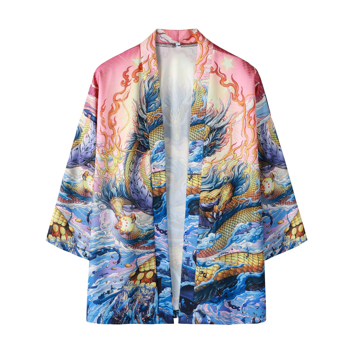 Summer Streetwear Kimono Cardigan Print Men Japanese Casual Oversize Shirt Men Hawaiian Shirt Harajuku Y2K Asian Cosplay