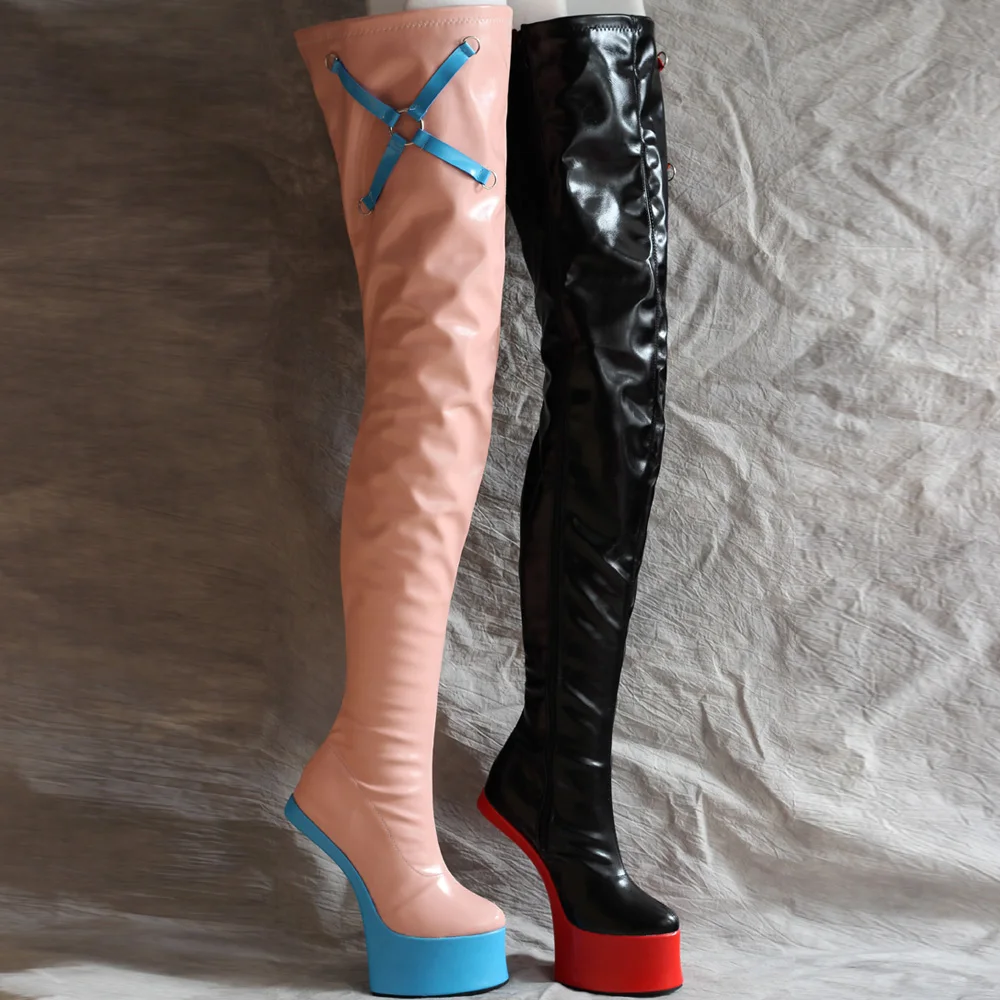 

New Product 7inch High Heel Ponyplay Fetish Hoof Thigh High Boots