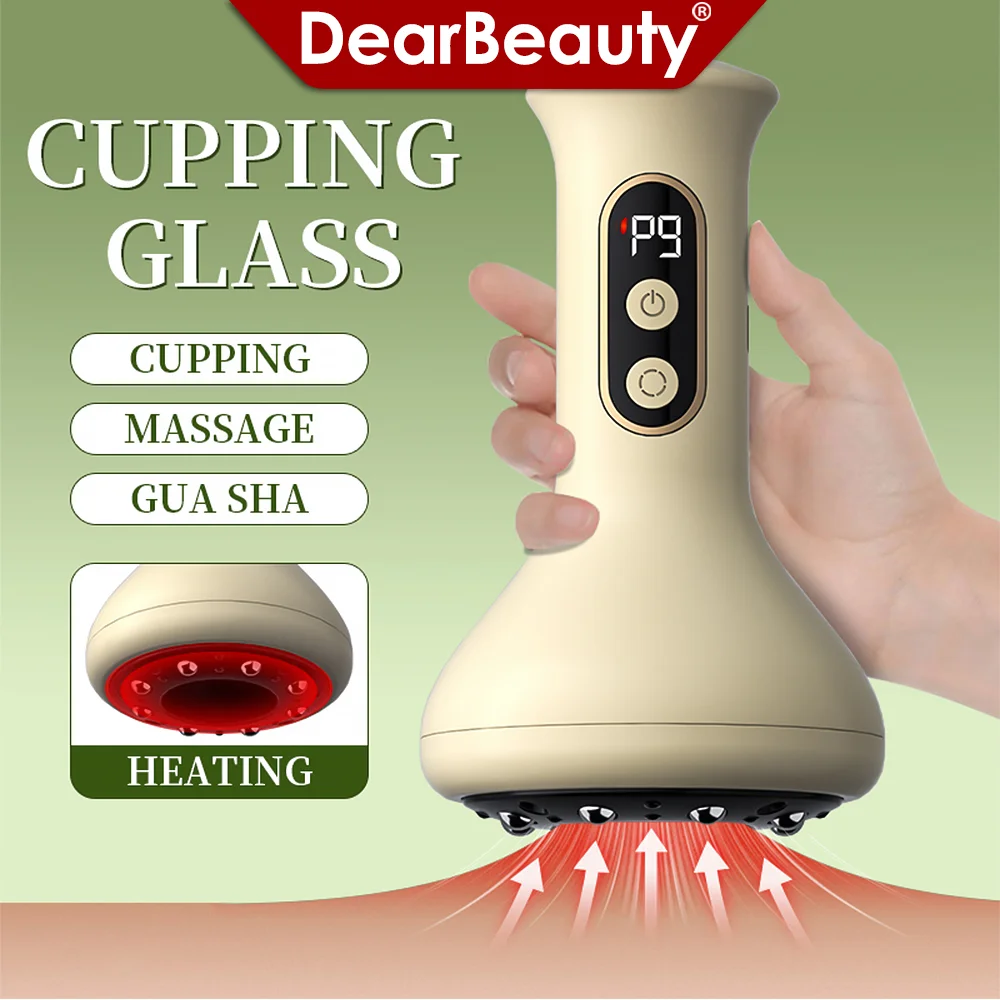 

Rechargeable Abdominal Cupping Massager for Hot Compress and Adjustable Guasha Cupping Intensity Body Arm Leg Massage Handheld