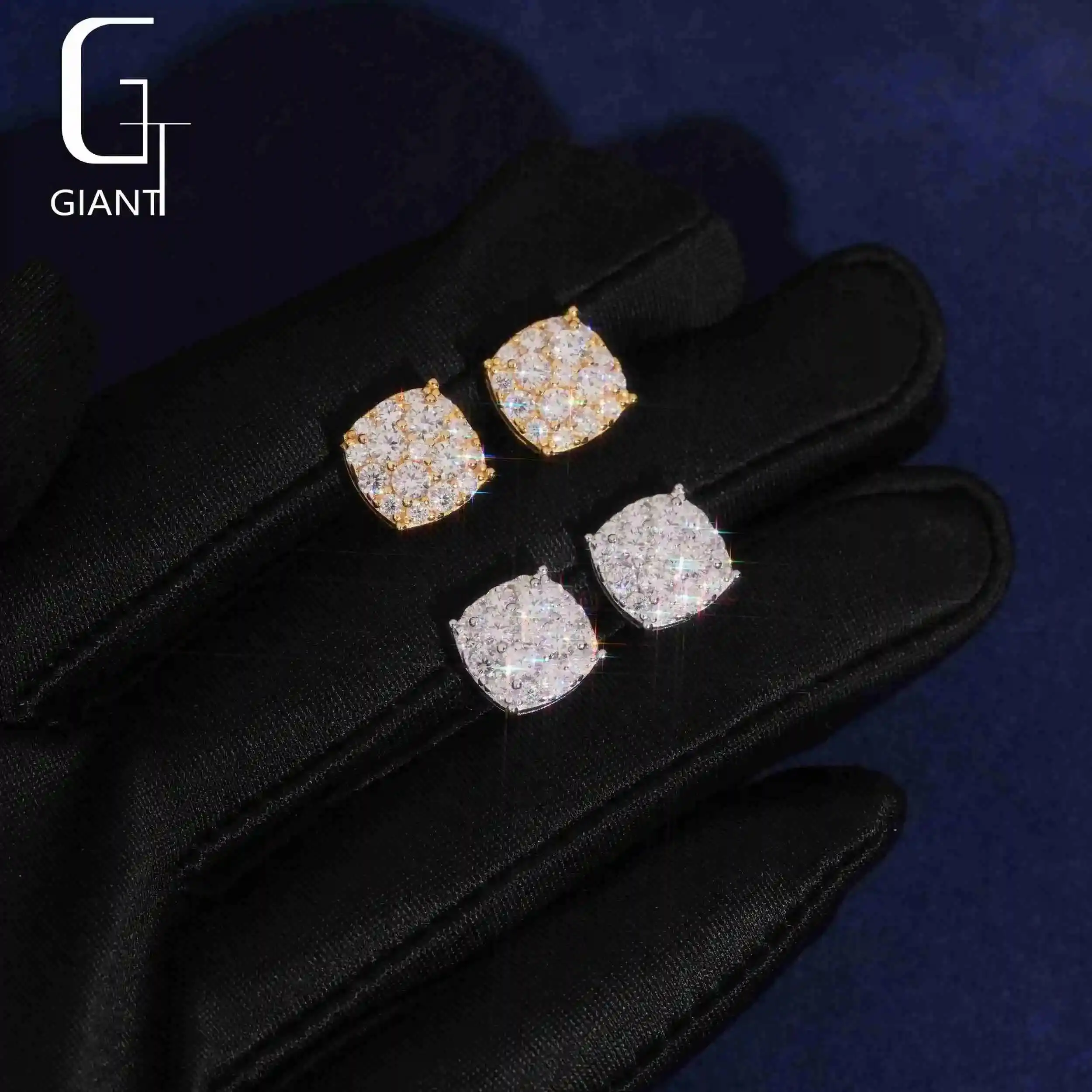 

USA Warehouse Fashion Popular Jewelry Hip Hop Sterling Silver 925 Screw Back Iced Out Moissanite Diamond Stud Earrings Men