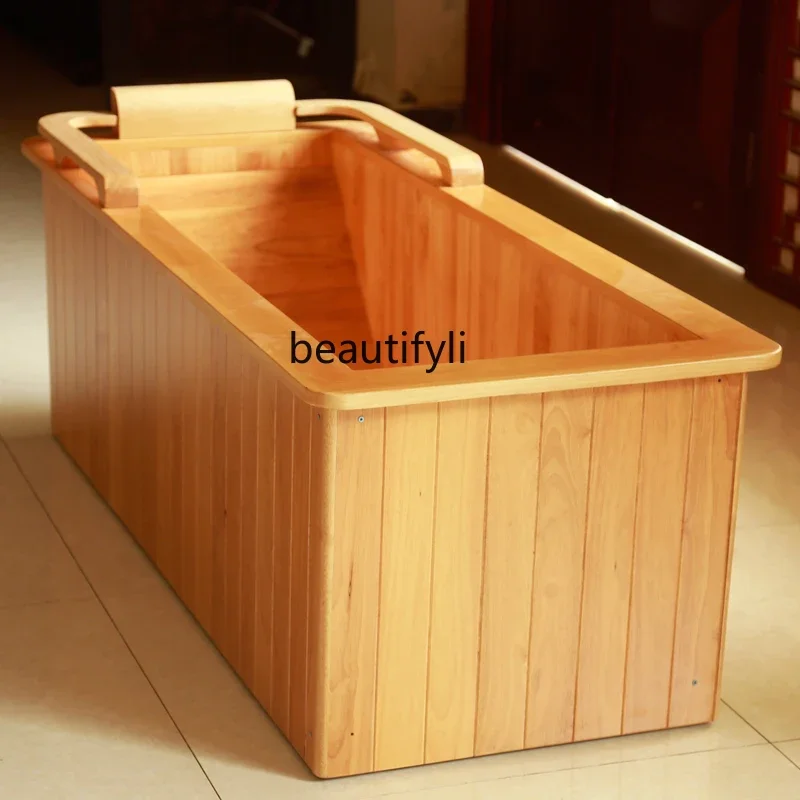 Oak electric heated surf bath tub constant temperature bath tub wooden adult