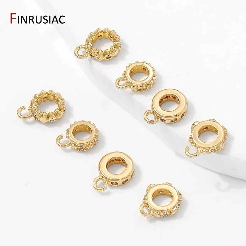 14K Gold Plated Brass Zircon Pendant Connectors Bail Clasps,Bailes For Jewelry,Bail Beads Charm For Bracelet Making Findings