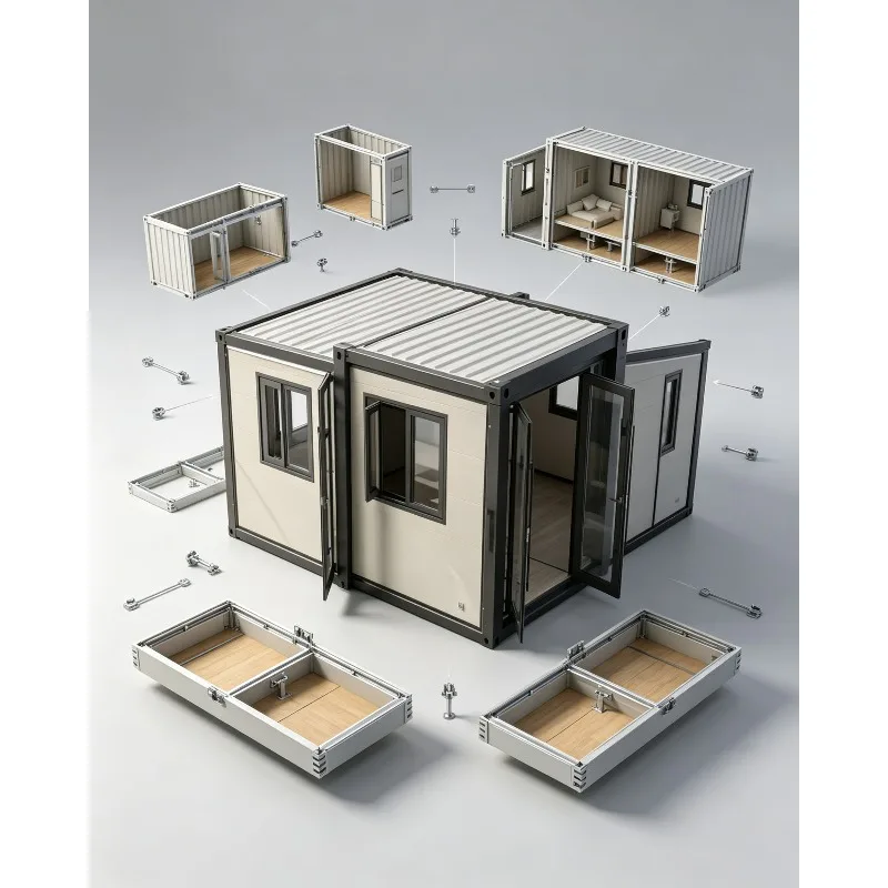 Rockwool Insulated Foldable Container House Soundproof Fireproof Prefab Mobile Home Windproof For Outdoor Fitness Business