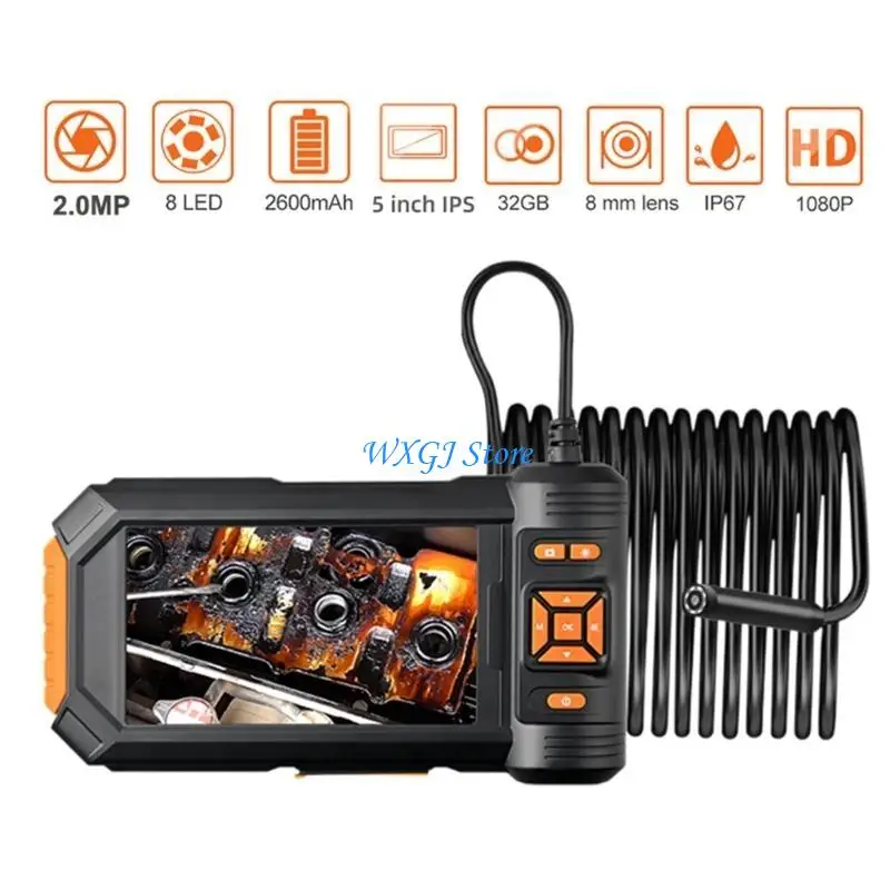 

37JE 5 In IPS Screen Automotive Industrial Endoscope Camera Pipe Inspection Borescope