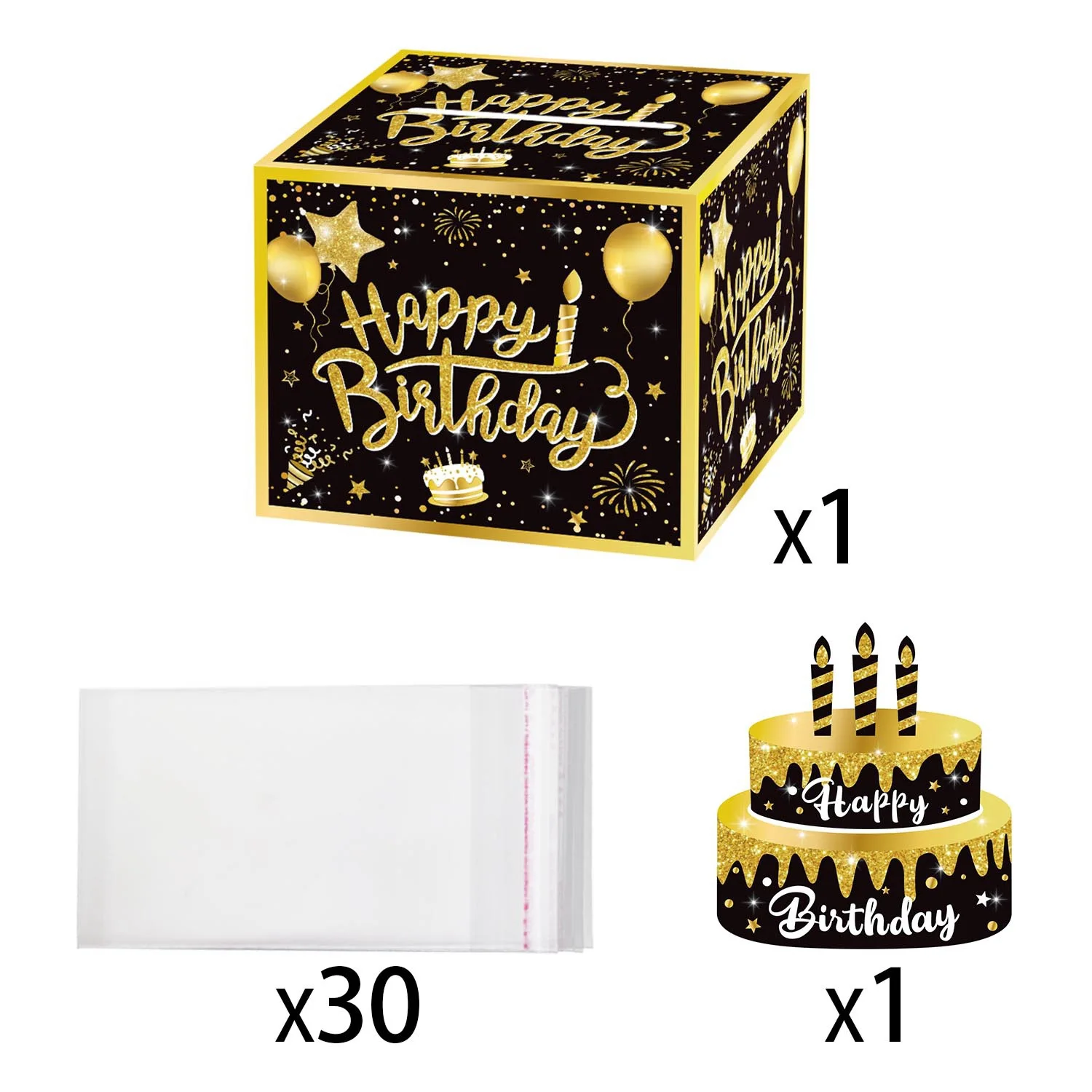 Surprise Birthday Party Decoration Cash Box Birthday Atmosphere Layout Props Black Gold Cash Box Birthday