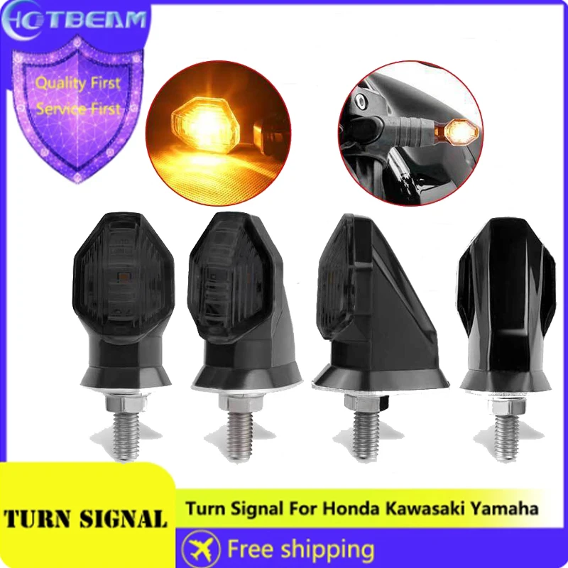 

8mm Motorcycle Led Turn Signal Lights Black LED Brake Blinker Light Flashing Amber Light For Honda Yamaha Motorcycle Indicator