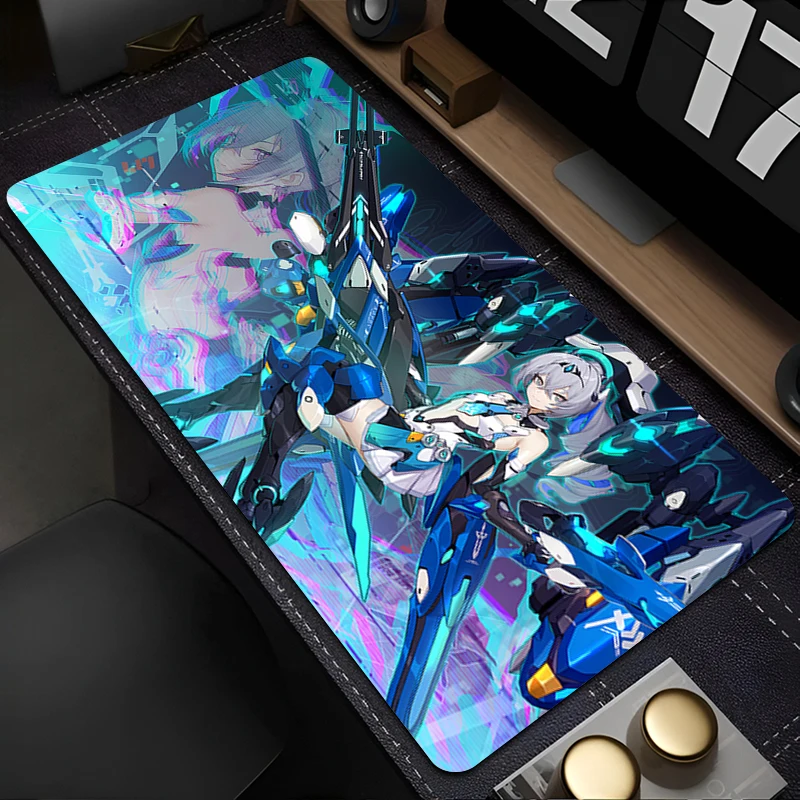 Tapis de souris pour ordinateur portable, Anime, accessoires de bureau, clavier en caoutchouc h-honkai Impact, 3 tasses, doux, grand tapis de bureau