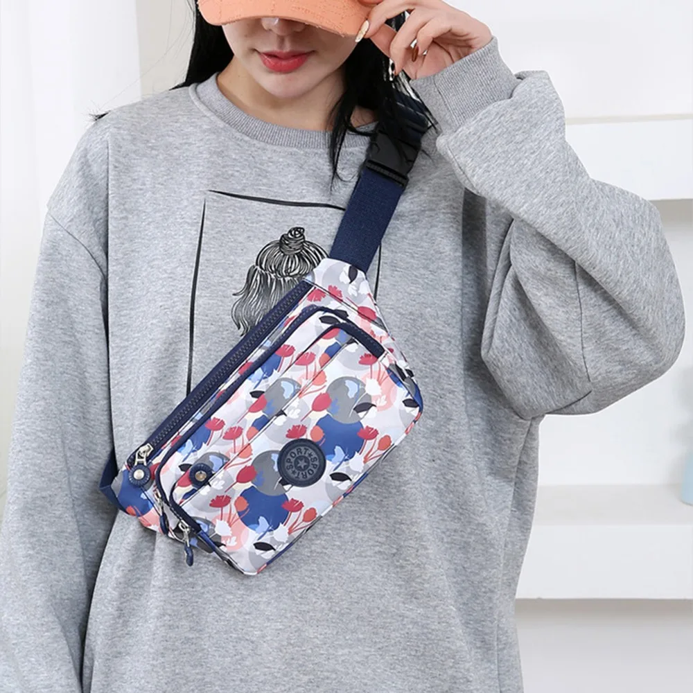 

Colorful Crossbody Chest Bag Multi Pockets Flower Print Sling Backpack Large Capacity Sports Women's Breast Bag Unisex