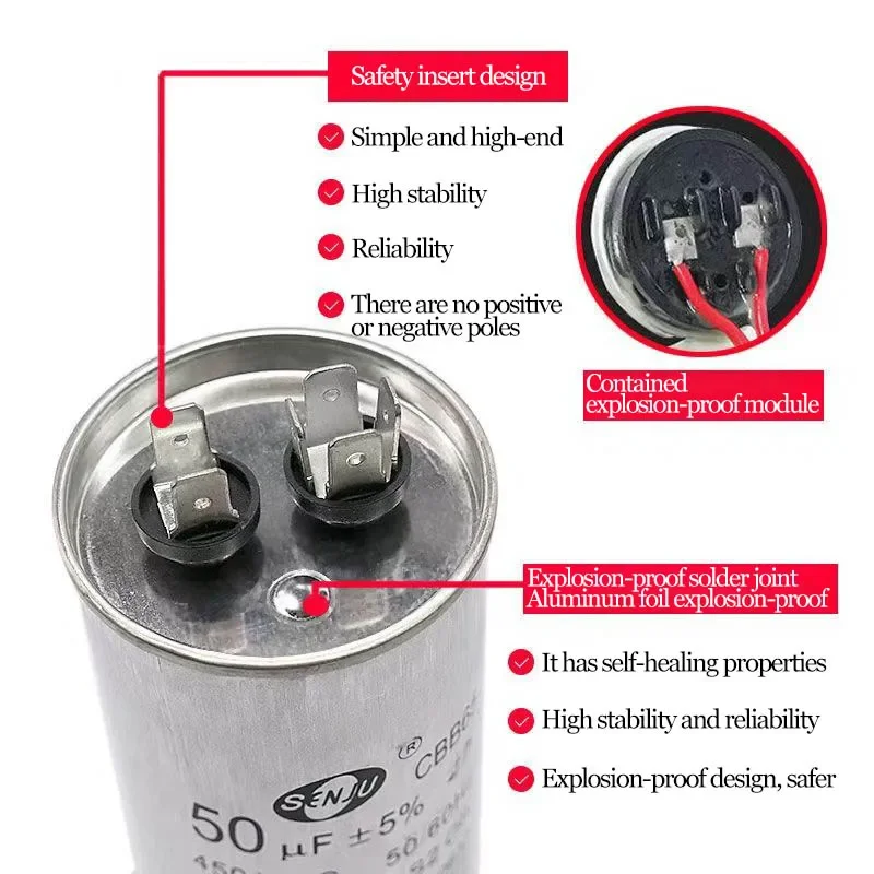 20UF25UF30UF 35UF 40UF 45UF 50UF 55UF 60-100UF CBB65 Air Conditioner Capacitor Compressor Motor Runs Starting Capacitor 450VAC image 2