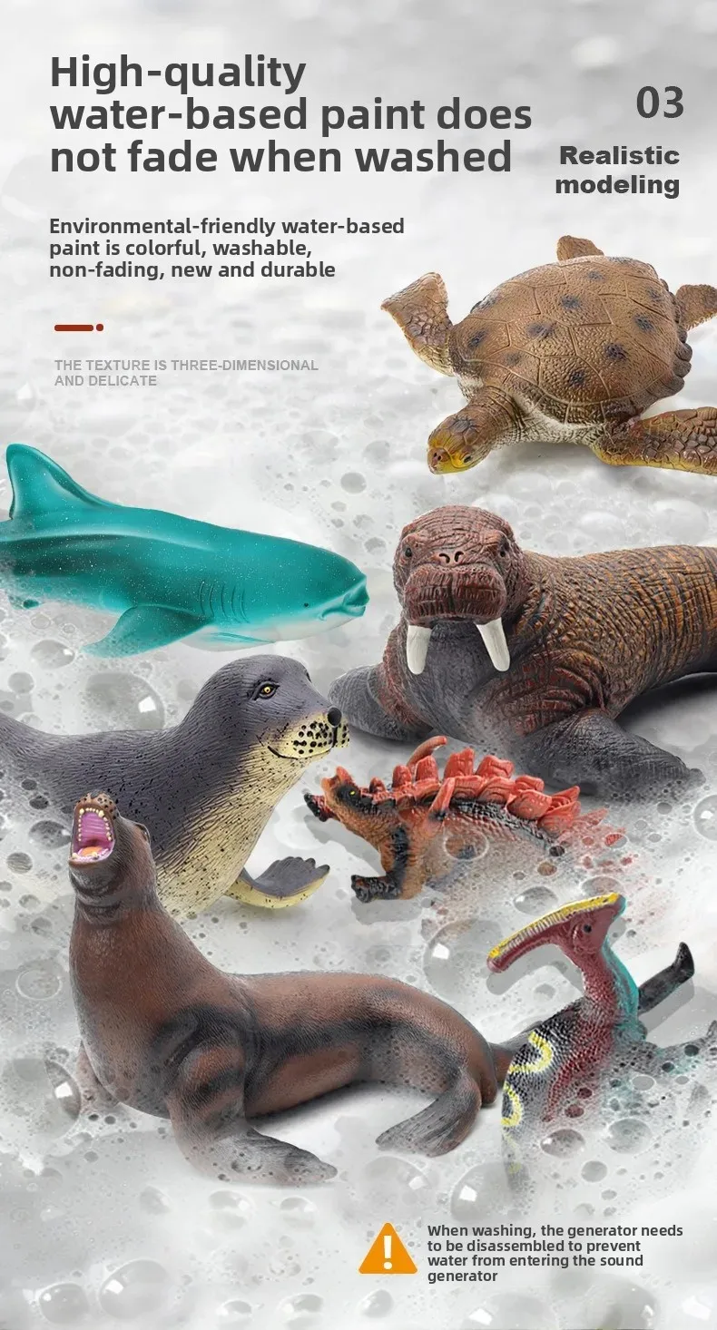 Tamaño grande delfín tiburón silicona suave realista Animal marino tortuga ballena modelo biológico juguetes educativos