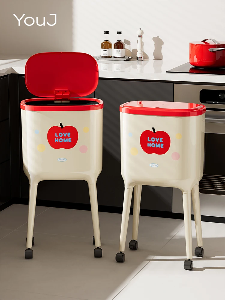

Большая кухонная урна на колесиках с откидной крышкой для дома, гостиной, спальни – высокая эстетическая ценность, для домашнего использования