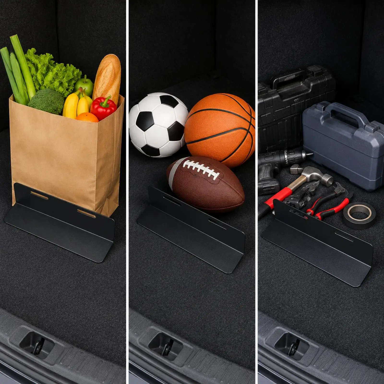 2 Pieces Trunk Divider with Base Anti-Slip L-Shaped Trunk Divider Sturdy Luggage Retainer for Grocery Transport, Athletic Gear