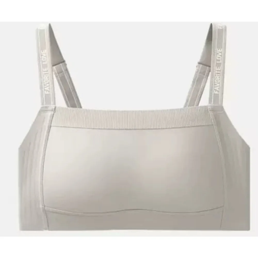 Sujetador de mujer con letras y pedrería, tirantes anchos en la espalda, bandeau sin costuras, reductor para busto grande, soporte lateral anticaída