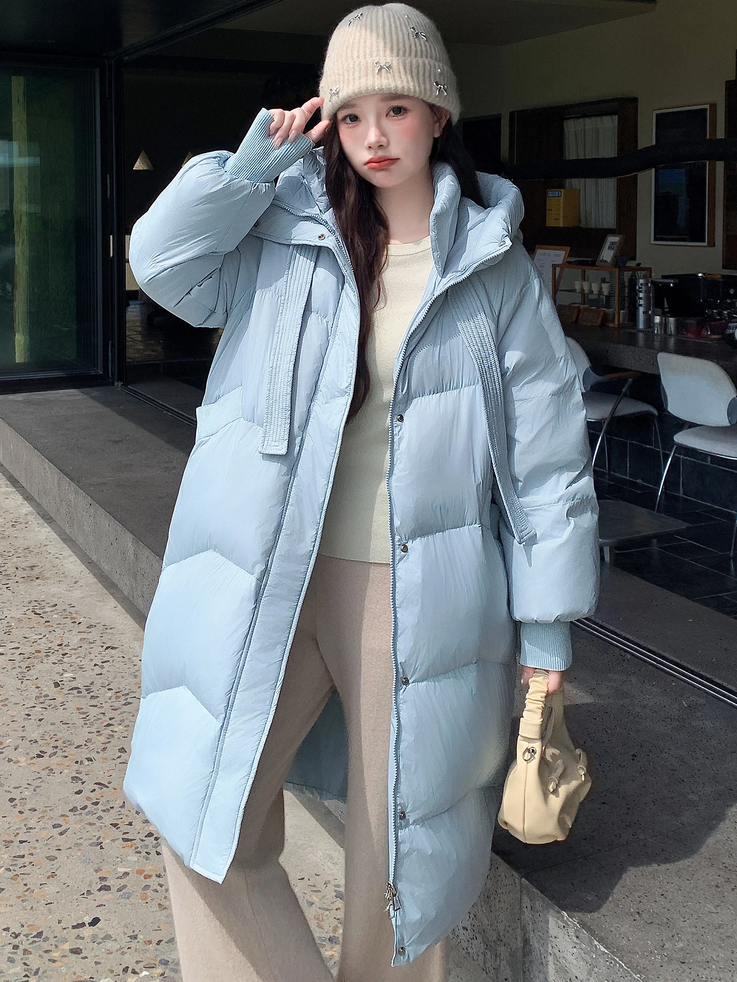 

plus Size Puffball down Jaet Women Winter Thiened Knee-length Overcoat for Pregnant Women Postpartum Bread Sle Faion