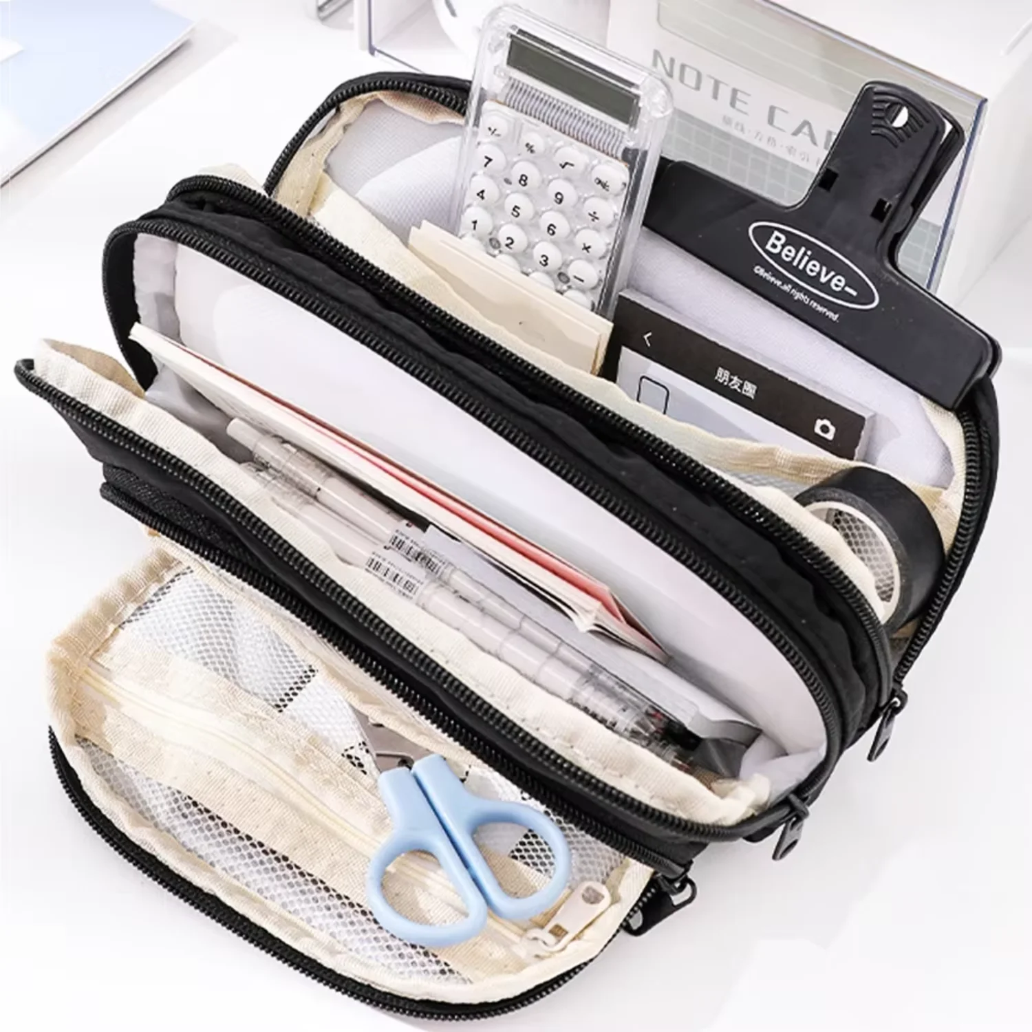 

Multi-purpose Large-capacity Multi-layer Pencil Case Simple Student Stationery Makeup Desk Organizer School Supplies