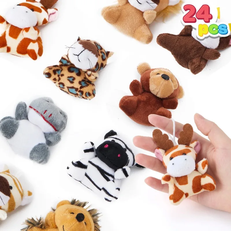 24 Pcs Small Stuffed Animals 3“ Kids Party Favors Bulk Safari Animals Plush Toys Party Stuffers Birthday Favors Classroom Prize