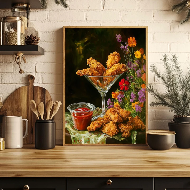 Grilled Cheese Pancakes Tacos Funny Food Flowers Still Life Posters Canvas Printing Wall Art Picture for Kitchen Home 